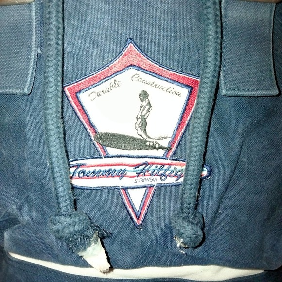 Tommy Hilfiger Beige-Yellow-Blue Canvas Backpack Extra Large RARE! Vintage 1990s main image 10